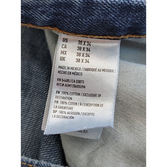 American Eagle Outfitters Jeans Mens 39x32 Baggy Straight High Rise Distressed - Picture 13 of 16